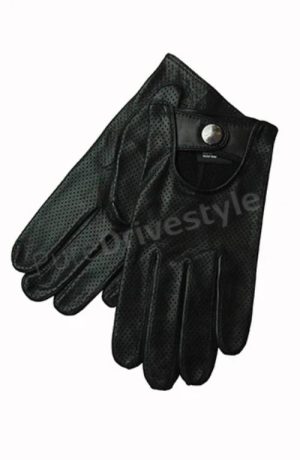 Edle Cabriofahrer-Handschuhe aus ungefüttertem Nappaleder mit vollflächiger Perforation und Druckknopf