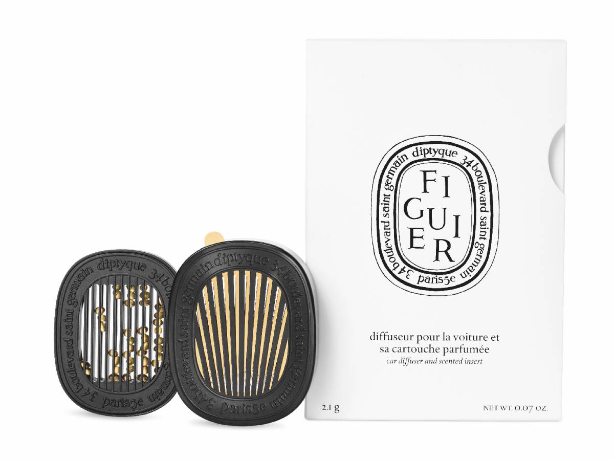 Eleganter ovaler Auto-Diffuser mit frischem Feigenduft<br> Credit: Diptyque Paris